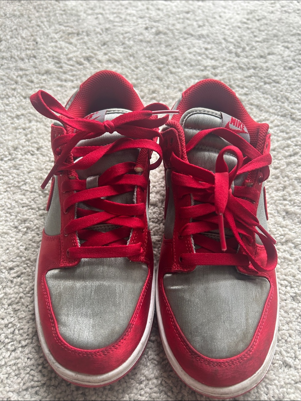 Women’s Nike Dunk Sneakers in Red and Gray - Picture 2 of 6